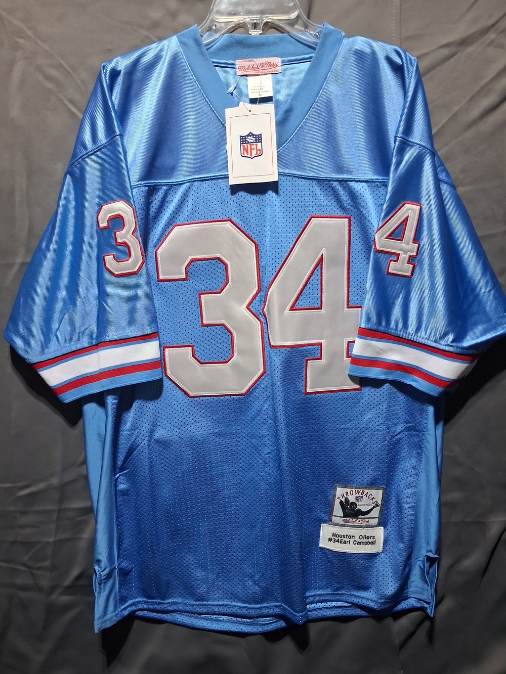 Mitchell & Ness Houston Oilers Blue Retro Football Jersey #34 Earl Campbell